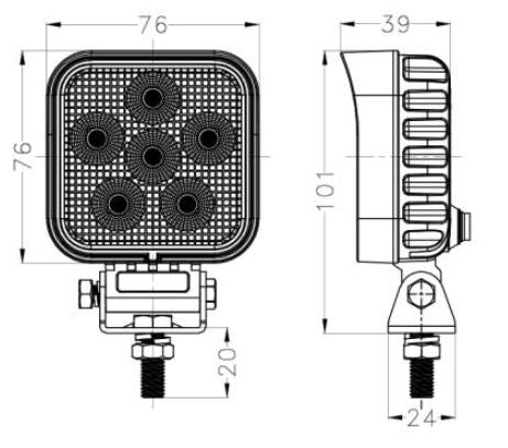 LED Arbeitsscheinwerfer 24W 2400lm passend für viele Traktoren