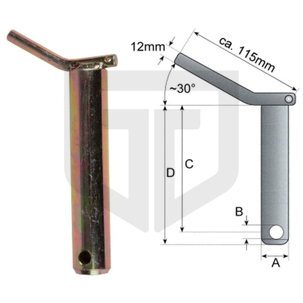 Unterlenkerbolzen Handgriff Kat. 2 - 28 mm Sicherungsbolzen Steckbolzen 135mm 100263